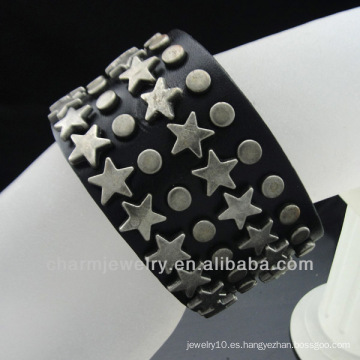 Antiguos hombres de cuero negro pulsera brazalete de pulsera de cuero joyas Handcrafted BGL-019